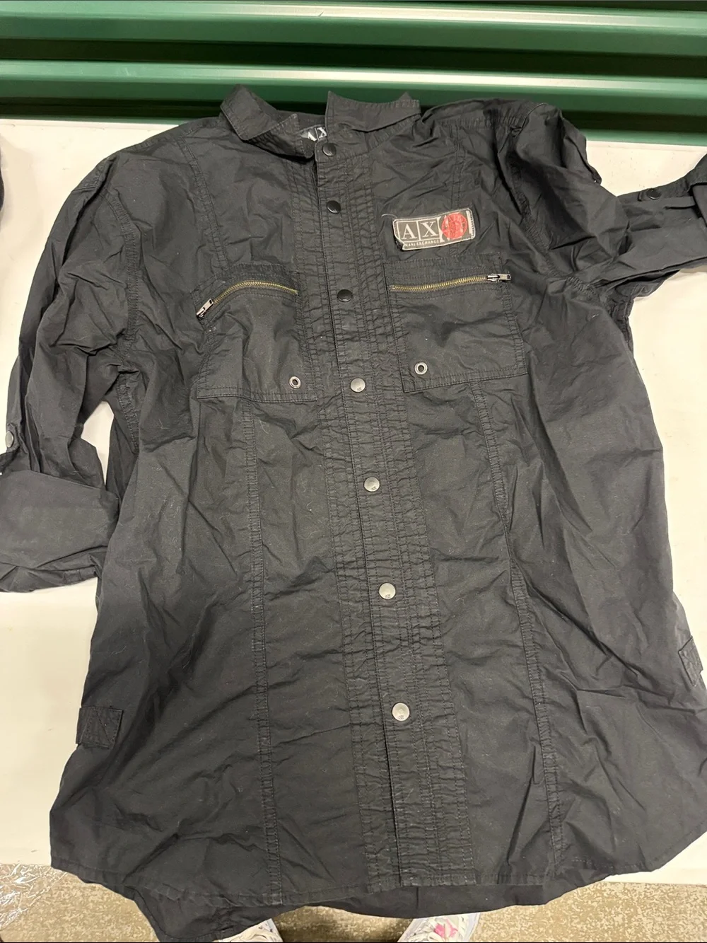 Armani Exchange Black Jacket with Red Logo Patch - Picture 1 of 3